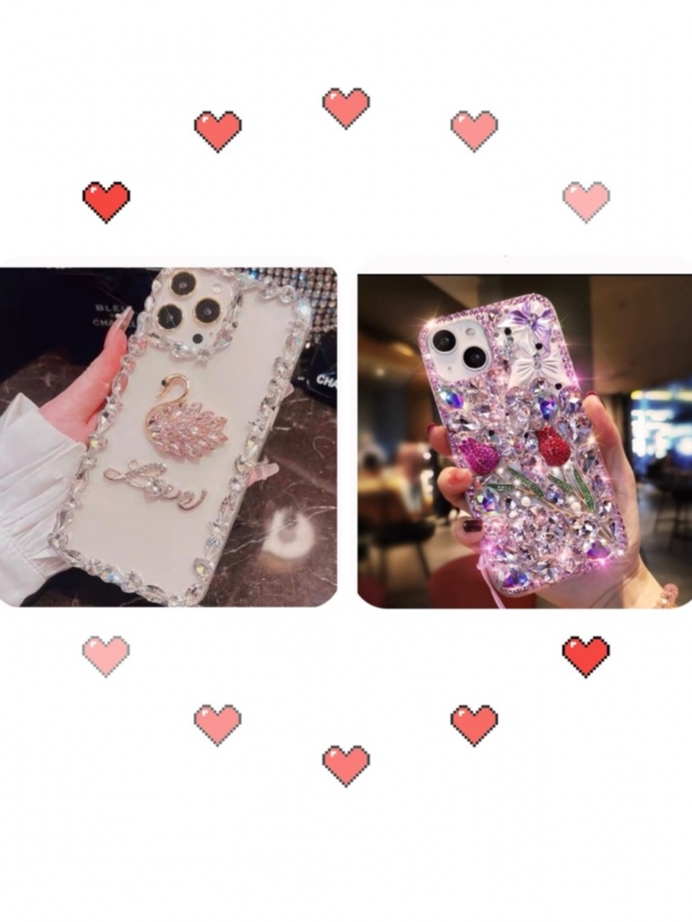 2 items.iphone 13 Luxury Bling rhinestones Case, cute case